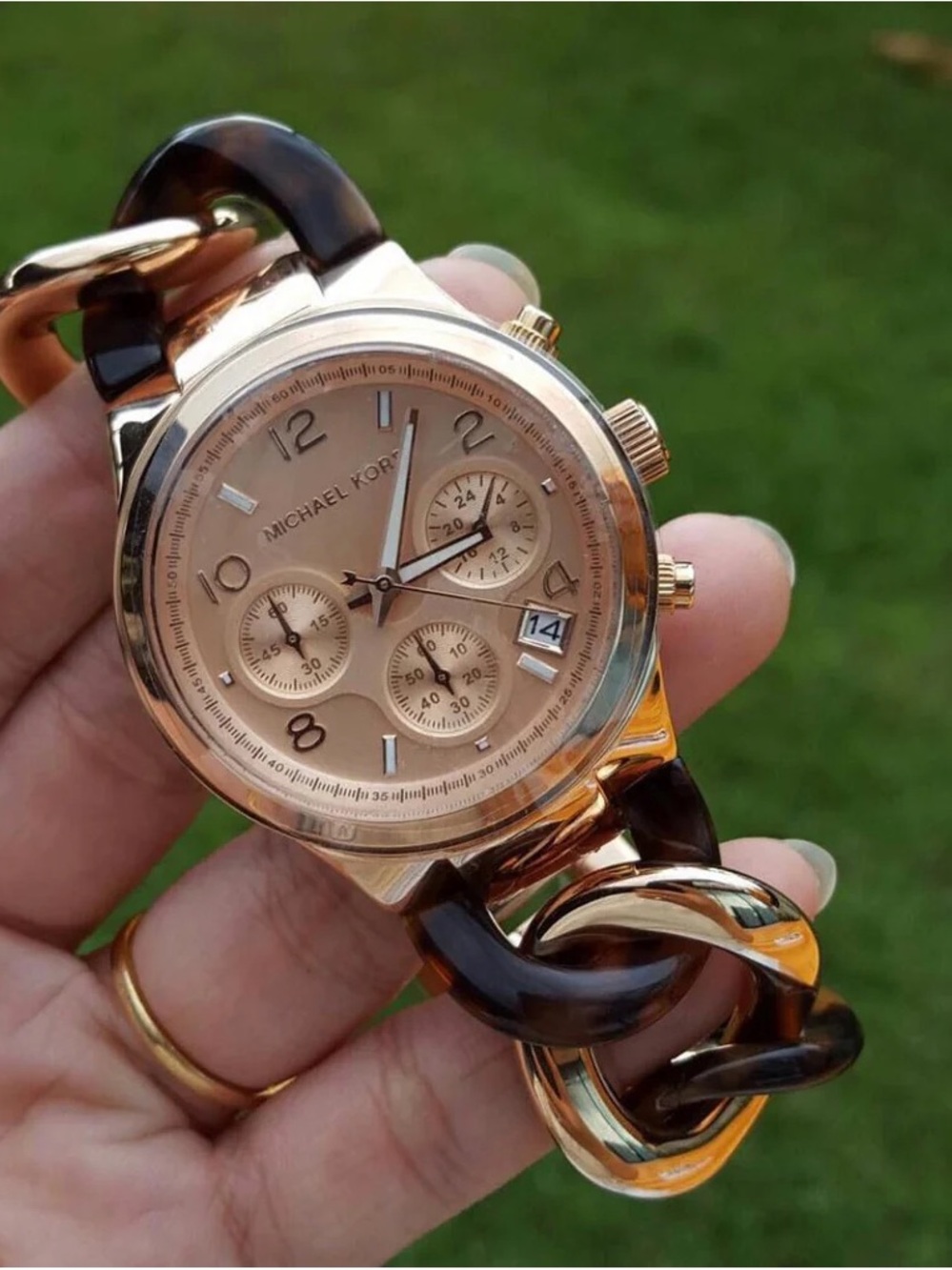 Michael Kors Runway Rose Gold Dial Two Tone Steel Strap Watch For Women - MK4269